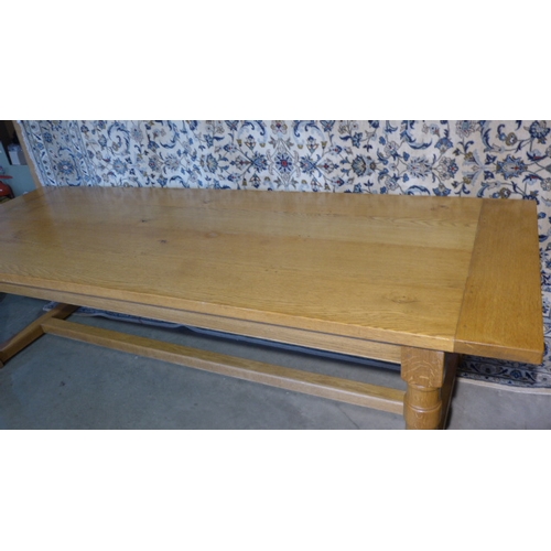 317 - A very large solid oak refectory style dining table - 290cm long by 106cm wide