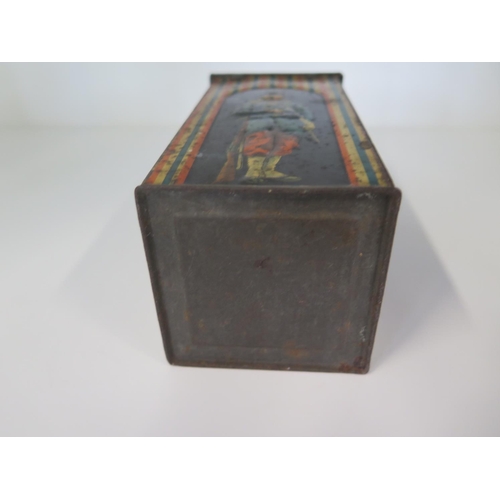 534 - A Huntley and Palmers Sentry box tin with Soldiers of England, Russia, France, Belgium - Height 18cm... 