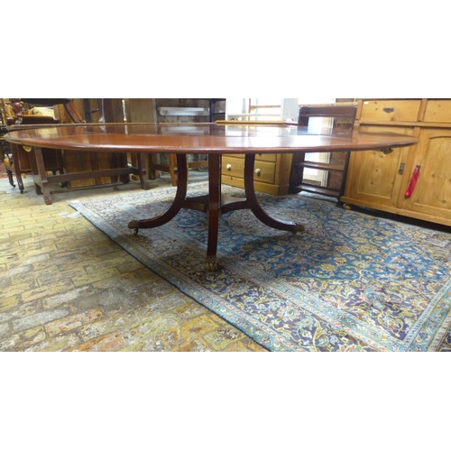 319 - A very large William Tillman solid mahogany Jupe style extending dining table - the top extends to 2... 