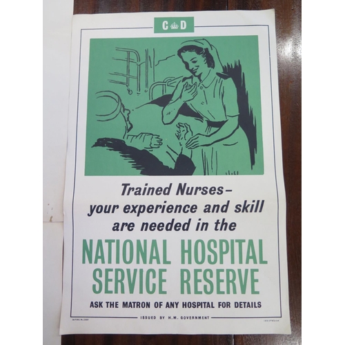 546 - A Civil Defense poster and one smaller for National Hospital Service Reserve