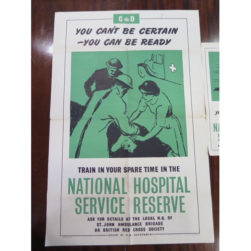 546 - A Civil Defense poster and one smaller for National Hospital Service Reserve