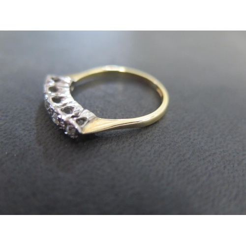 856 - An 18ct yellow gold and platinum five stone diamond ring size I - approx weight 3.3 grams - large ab... 