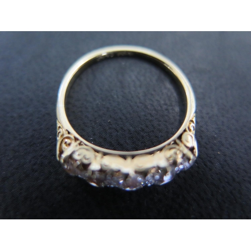 890 - An 18ct yellow gold five stone diamond ring size P - approx weight 3.3 grams - total diamond weight ... 