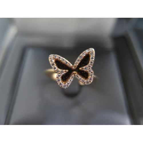 949 - A Messika of Paris 18ct yellow gold butterfly Ajoure ring with approx 0.22ct of diamonds to shoulder... 