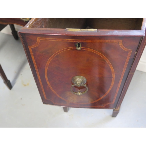 277 - A Georgian mahogany and cross banded bow fronted sideboard with three drawers on six square tapering... 