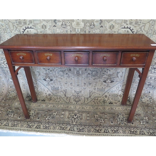 16 - A Mahogany 5 drawer hall table made by a local cabinet maker in good condition - 108cm wide x 30cm d... 