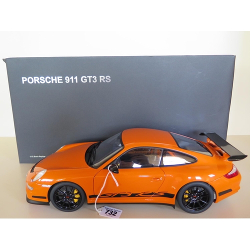 732 - An Autoart 1/12 scale, die-cast, Porsche 911 GT3 RS, with original box, model in as new condition bu... 