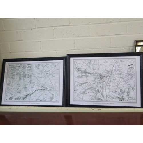 572 - Four framed Walpole complete British traveller maps and three modern copy maps