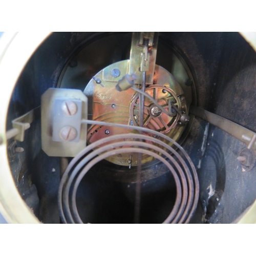 415 - A large Victorian black marble mantle clock, 45cm tall, 48cm wide, some small chips, ticks but stops