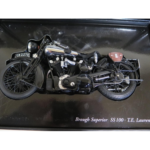 Three Minichamps 1/12 scale models of motorcycles - Brough Superior SS100 T  E Lawrence 1932 - Ducatt