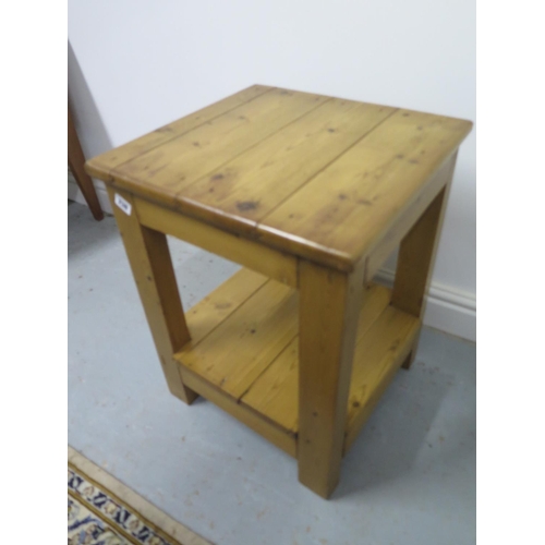 77 - A 1920s chunky stripped pine lamp table - 55cm H x 42cm D x 44cm W - in clean waxed condition