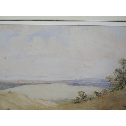 535 - Edward Martin - Coastal landscape - watercolour, signed E Martin 1857 - overall size approx 64cm x 9... 