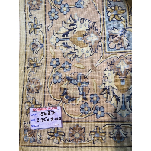 484 - A hand knotted, woollen Meshed rug, signed, caucasian ground,  approx. 295cm x 200cm, some light wea... 