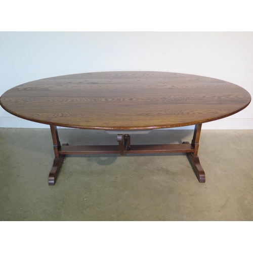 1 - A good quality oval oak dining table - 200cm x 130cm - with a set of six dining chairs including two... 