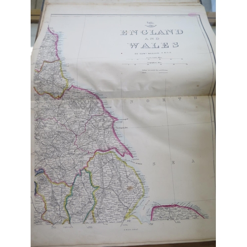 1408 - A bound volume The Dispatch Atlas containing British and World maps, by Edward Weller, John Dower an... 