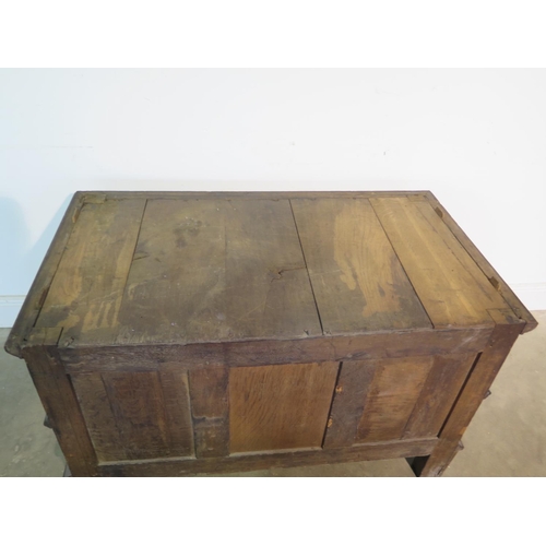 151 - An 18th Century oak two part chest with a lift up top above two long drawers, having a good colour a... 