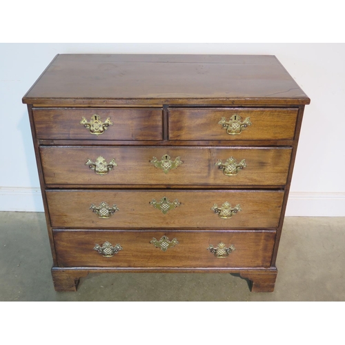 153 - A Georgian mahogany chest with two short over three long drawers - 89cm H x 94cm x 52cm