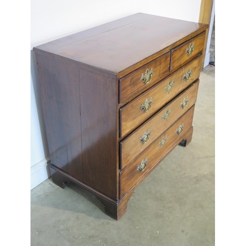 153 - A Georgian mahogany chest with two short over three long drawers - 89cm H x 94cm x 52cm