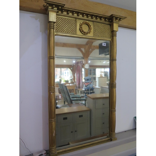 158 - A 19th Century rectangular mirror with turned side columns, 104cm H x 56cm W