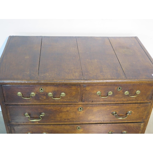 160 - A Georgian oak chest with two short over three long graduating drawers with good colour and patina, ... 