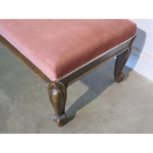 163 - A 19th Century mahogany window seat on four carved legs, 115cm W x 53cm D x 40cm H