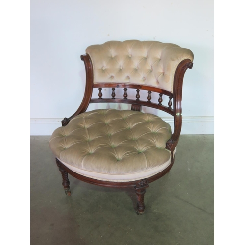 166 - A 19th Century rosewood nursing chair with buttoned back and seat, 75cm H x 65cm W  - seat height 39... 