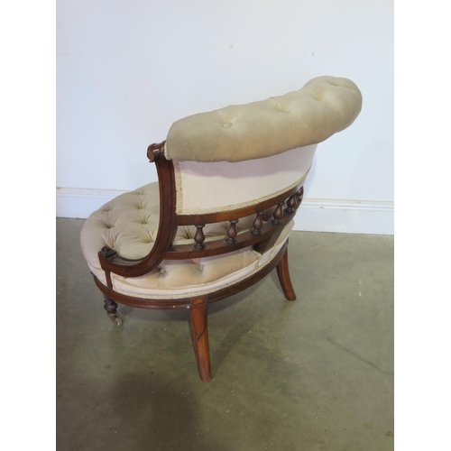 166 - A 19th Century rosewood nursing chair with buttoned back and seat, 75cm H x 65cm W  - seat height 39... 