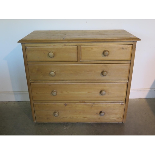 167 - A Victorian stripped pine five drawer chest, 95cm H x 107cm x 48cm