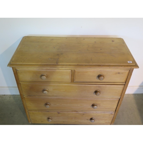 167 - A Victorian stripped pine five drawer chest, 95cm H x 107cm x 48cm