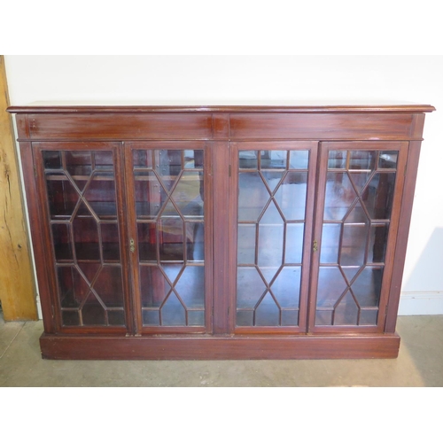 171 - An Edwardian inlaid mahogany glazed bookcase, with four astragel glazed doors, 125cm H x 180cm x 32c... 