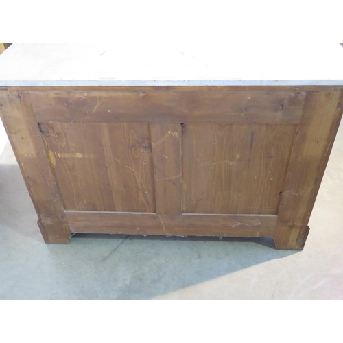 172 - An Arts and Crafts marble top oak chest, with two short over two long drawers, with stylised hammere... 