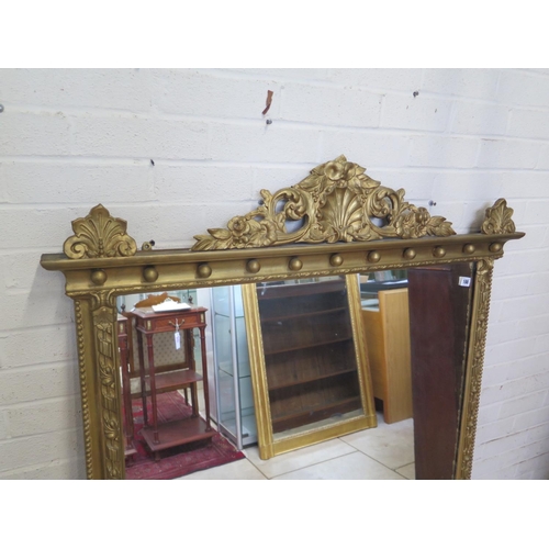 188 - A Regency gilt framed over mantle mirror, 142cm tall x 127cm in re painted condition