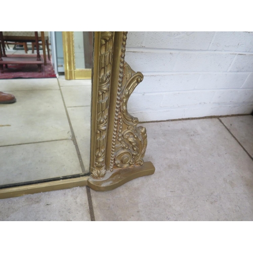 188 - A Regency gilt framed over mantle mirror, 142cm tall x 127cm in re painted condition