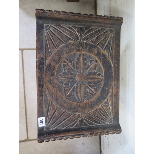 191 - A Victorian carved oak oriental style stool, 48cm H x 43cm x 30cm