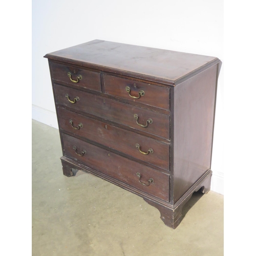 193 - A good quality Georgian mahogany chest with two short over three long drawers on shaped bracket feet... 