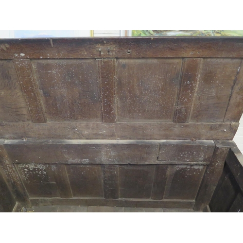 199 - A 17th Century carved oak coffer, with a three panel front, dated 1663 - 87cm H x 149cm x 59cm - wit... 