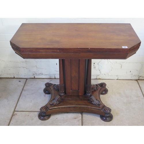 204 - A good quality early 19th Century Gillows type mahogany fold over tea table with a square section pi... 