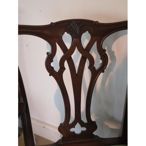 224 - A set of ten 19th Century mahogany dining chairs including two carvers with drop in seat pads with a... 