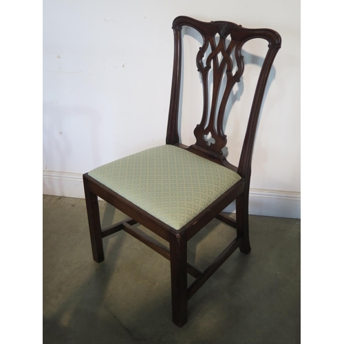 224 - A set of ten 19th Century mahogany dining chairs including two carvers with drop in seat pads with a... 