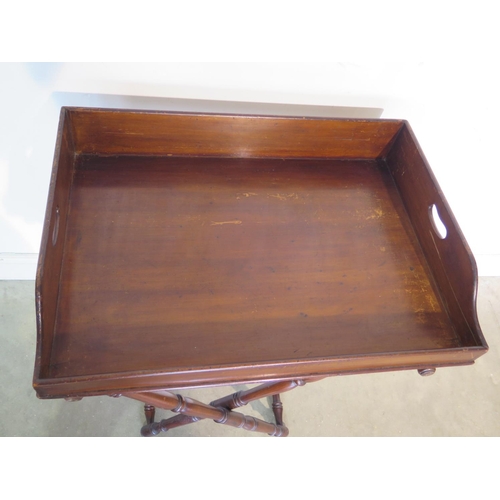 226 - A 19th Century mahogany folding butlers tray