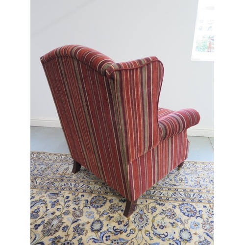 25 - A Home style Furnishing blueberry gents wing back chair 110cm tall, 95cm wide, 92cm deep