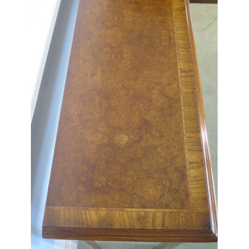 275 - A burr walnut five drawer hall/side table made by a local craftsman to a high standard, H77cm x 100c... 