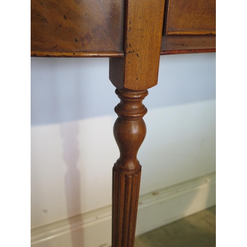 277 - A burr walnut D shaped hall/side table with two drawers on turned reeded legs, made by a local craft... 