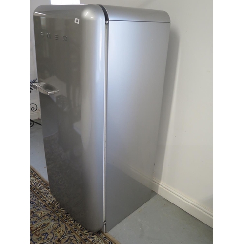 35 - A classic Smeg FAB 28x3 fridge, in grey with ice box, 145cm H, 60cm W x 66 deep, in working order, s... 