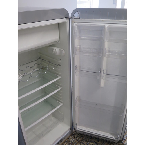 35 - A classic Smeg FAB 28x3 fridge, in grey with ice box, 145cm H, 60cm W x 66 deep, in working order, s... 