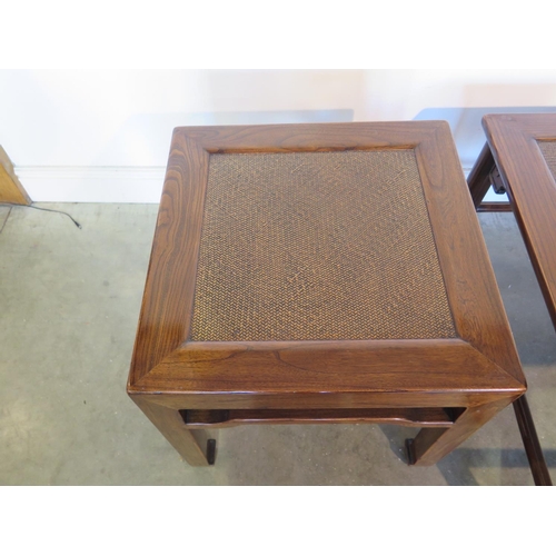 39 - A modern hardwood coffee table, and a matching side table