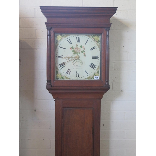 406 - A 19th Century John Matthews, Leighton oak long case clock with Roman numeral dial featuring hand pa... 