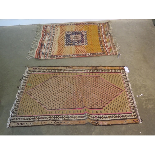 457 - Two Kelim rugs, 102cm W x 130cm and 140cm x 83cm