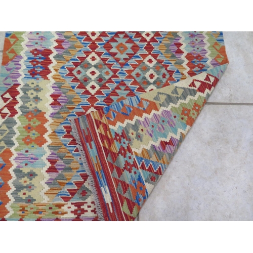 472 - A hand knotted woollen vegetable dye wool Chobi Kelim runner - 153cm x 98cm