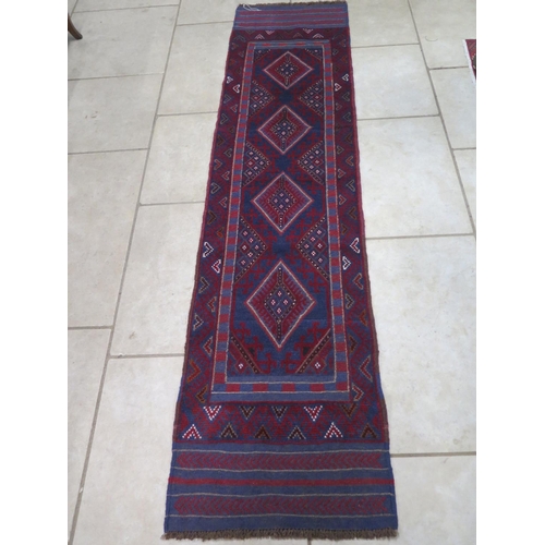 477 - A hand knotted woollen - Meshwani runner 242cm x 59cm